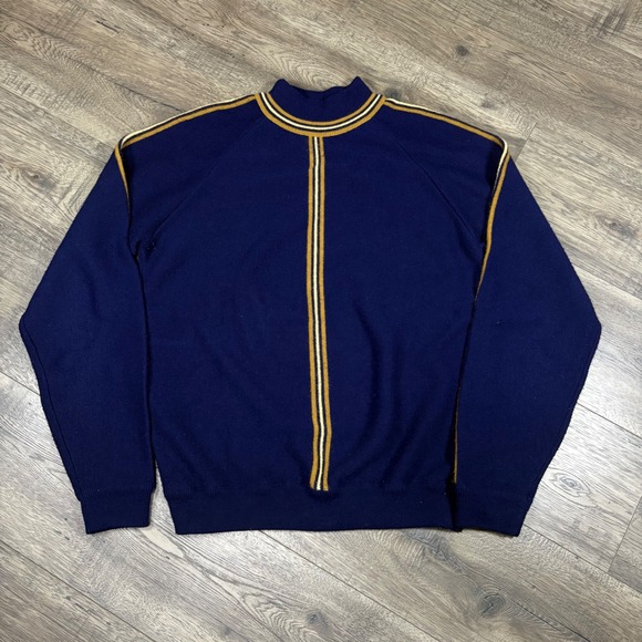 Sears Kings Road Sportswear Other - Vintage Sears Kings Road Sportswear Navy Blue Striped Mock Neck Sweater Large